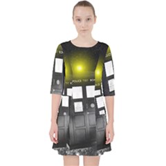 Doctor Who Space Tardis Quarter Sleeve Pocket Dress by Cendanart