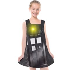 Doctor Who Space Tardis Kids  Cross Back Dress by Cendanart