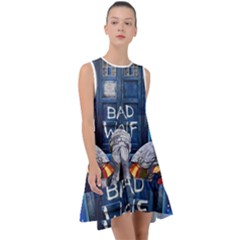 Doctor Who Adventure Bad Wolf Tardis Frill Swing Dress by Cendanart