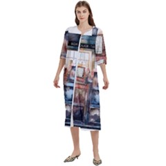 Tardis Doctor Who Women s Cotton 3/4 Sleeve Night Gown by Cendanart