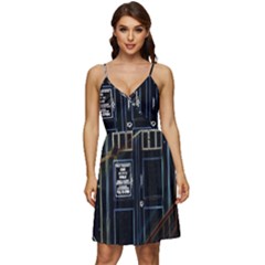 Tardis Doctor Who Magic Travel Macine Fantasy V-neck Pocket Summer Dress  by Cendanart