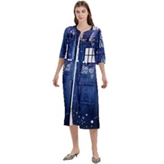 Bad Wolf Tardis Doctor Who Women s Cotton 3/4 Sleeve Night Gown by Cendanart