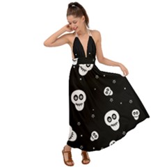 Skull Pattern Backless Maxi Beach Dress by Ket1n9