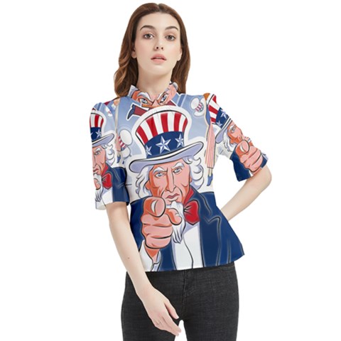 Independence Day United States Of America Frill Neck Blouse by Ket1n9