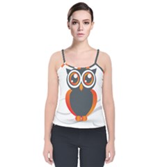 Owl Logo Velvet Spaghetti Strap Top by Ket1n9