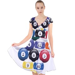 Racked Billiard Pool Balls Cap Sleeve Front Wrap Midi Dress by Ket1n9