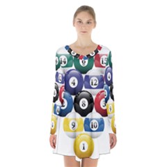 Racked Billiard Pool Balls Long Sleeve Velvet V-neck Dress by Ket1n9