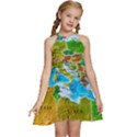 World Map Kids  Halter Collar Waist Tie Chiffon Dress View1