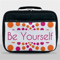 Be Yourself Pink Orange Dots Circular Lunch Bag by Ket1n9