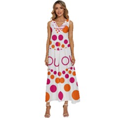 Be Yourself Pink Orange Dots Circular V-neck Sleeveless Loose Fit Overalls by Ket1n9