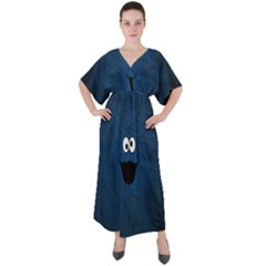 Funny Face V-neck Boho Style Maxi Dress by Ket1n9