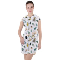 Insect Animal Pattern Drawstring Hooded Dress by Ket1n9