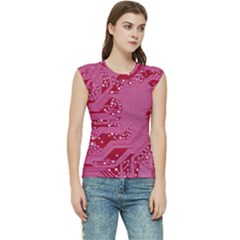 Pink Circuit Pattern Women s Raglan Cap Sleeve T-shirt by Ket1n9