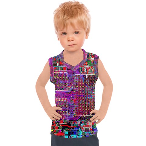 Technology Circuit Board Layout Pattern Kids  Sport Tank Top by Ket1n9