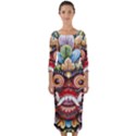 Wood Sculpture Bali Logo Quarter Sleeve Midi Bodycon Dress View1