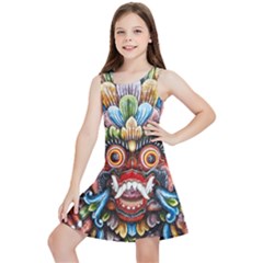 Wood Sculpture Bali Logo Kids  Lightweight Sleeveless Dress by Ket1n9