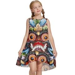 Wood Sculpture Bali Logo Kids  Frill Swing Dress by Ket1n9