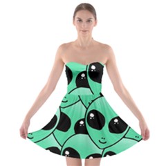 Art Alien Pattern Strapless Bra Top Dress by Ket1n9