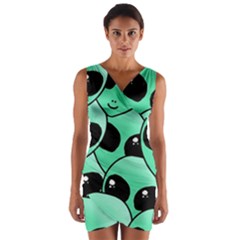 Art Alien Pattern Wrap Front Bodycon Dress by Ket1n9