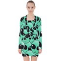 Art Alien Pattern V-neck Bodycon Long Sleeve Dress View1