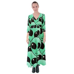 Art Alien Pattern Button Up Maxi Dress by Ket1n9