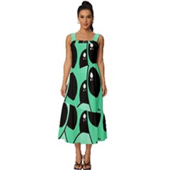 Art Alien Pattern Square Neckline Tiered Midi Dress by Ket1n9