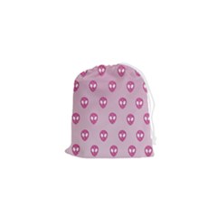 Alien Pattern Pink Drawstring Pouch (xs) by Ket1n9