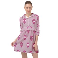 Alien Pattern Pink Mini Skater Shirt Dress by Ket1n9