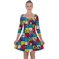 Snakes And Ladders Quarter Sleeve Skater Dress by Ket1n9