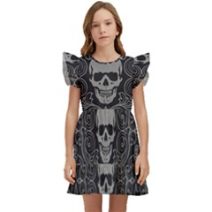 Dark Horror Skulls Pattern Kids  Winged Sleeve Dress by Ket1n9