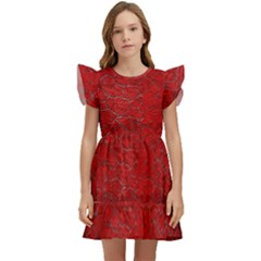 Red Grunge Texture Black Gradient Kids  Winged Sleeve Dress by Ket1n9