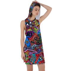 Art Color Dark Detail Monsters Psychedelic Racer Back Hoodie Dress by Ket1n9