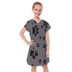 Dog Foodprint Paw Prints Seamless Background And Pattern Kids  Drop Waist Dress by Ket1n9