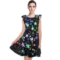 Christmas Star Gloss Lights Light Tie Up Tunic Dress by Ket1n9