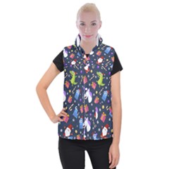 Colorful Funny Christmas Pattern Women s Button Up Vest by Ket1n9