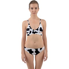 Animal Print Black And White Black Wrap Around Bikini Set by Ket1n9