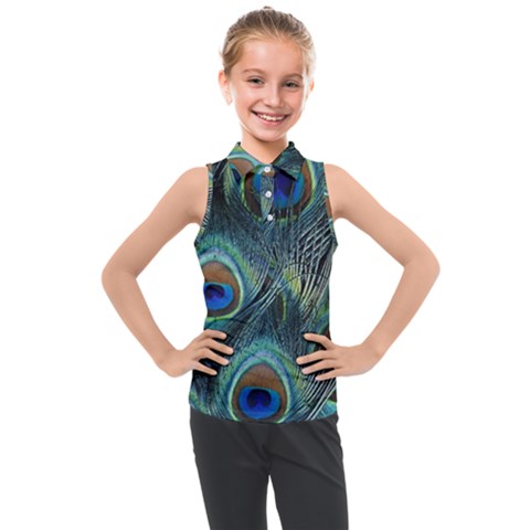 Feathers Art Peacock Sheets Patterns Kids  Sleeveless Polo T-shirt by Ket1n9