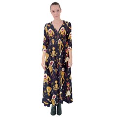 Alien Surface Pattern Button Up Maxi Dress by Ket1n9