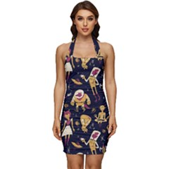 Alien Surface Pattern Sleeveless Wide Square Neckline Ruched Bodycon Dress by Ket1n9