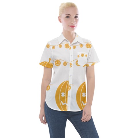 Pumpkin Halloween Deco Garland Women s Short Sleeve Pocket Shirt by Ket1n9