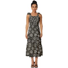 Skull Halloween Background Texture Tie-strap Tiered Midi Chiffon Dress by Ket1n9