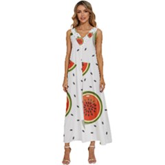 Seamless Background Pattern-with-watermelon Slices V-neck Sleeveless Loose Fit Overalls by Ket1n9