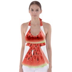 Seamless Background With Watermelon Slices Tie Back Tankini Top by Ket1n9