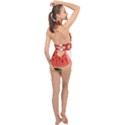 Seamless Background With Watermelon Slices Halter Front Plunge Swimsuit View2