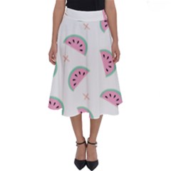 Fresh Watermelon Slices Texture Perfect Length Midi Skirt by Ket1n9