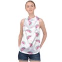 Fresh Watermelon Slices Texture High Neck Satin Top View1