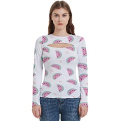 Watermelon Wallpapers  Creative Illustration And Patterns Women s Cut Out Long Sleeve T-shirt by Ket1n9