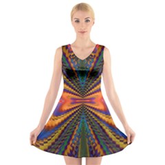 Casanova Abstract Art-colors Cool Druffix Flower Freaky Trippy V-neck Sleeveless Dress by Ket1n9