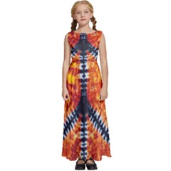 Tie Dye Peace Sign Kids  Satin Sleeveless Maxi Dress by Ket1n9