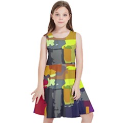 Abstract Vibrant Colour Kids  Skater Dress by Ket1n9